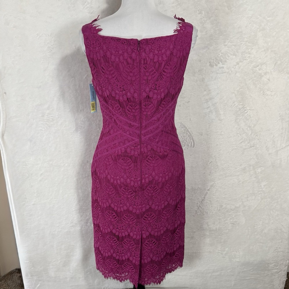 NWT Antonio Melani Lace Sheath Dress Size 4 Fuchsia Party Wedding Guest Resort - Picture 2 of 16